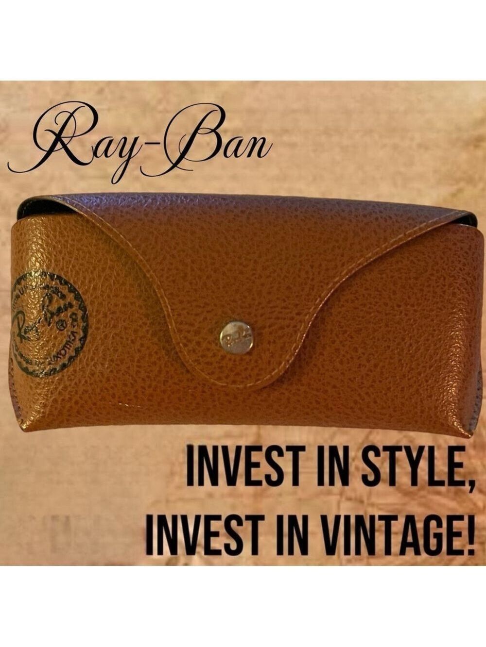 Ray-Ban VINTAGE Brown Leather Sun Glasses Case NWOT
